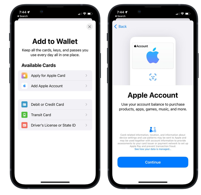 竹溪苹果手机维修分享iOS 15.5钱包App如何添加 Apple 账户 